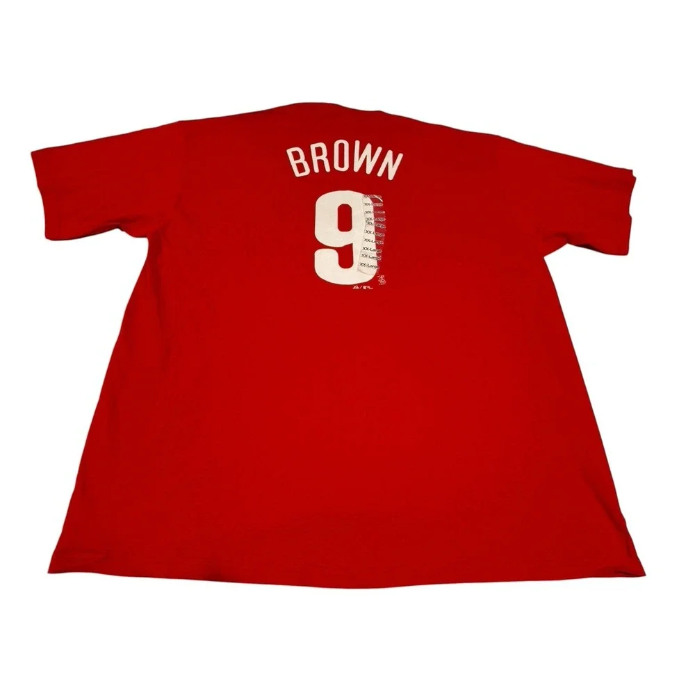 Majestic Philadelphia Phillies #9 Brown Men's XXL Red T-Shirt NWT